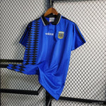 Maillot rétro Argentine extérieur 1994 bleu motif losanges, vue de face