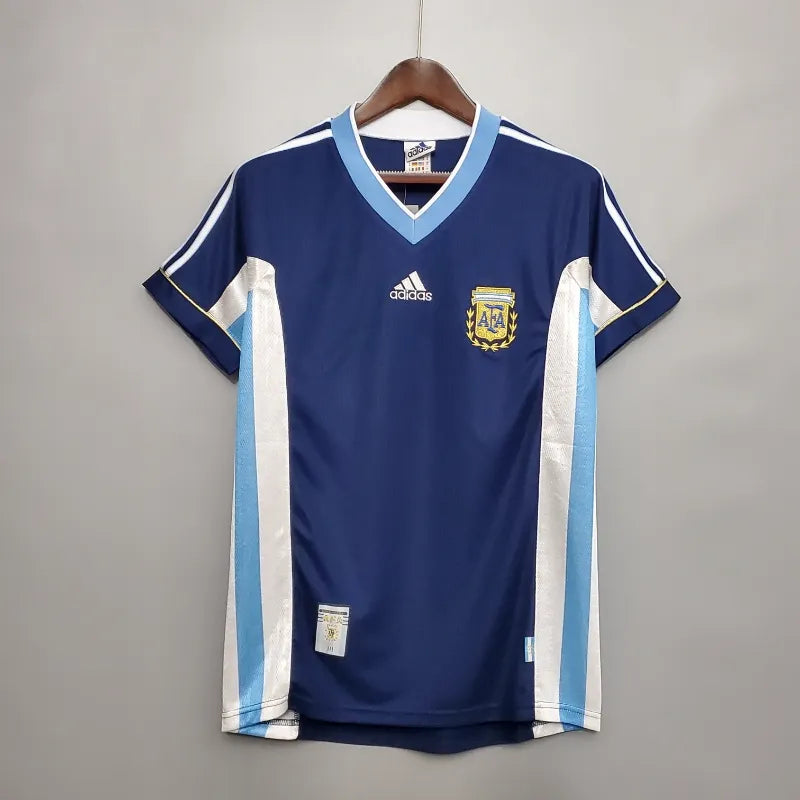Maillot rétro Argentine extérieur 1998 bleu marine, vue de face