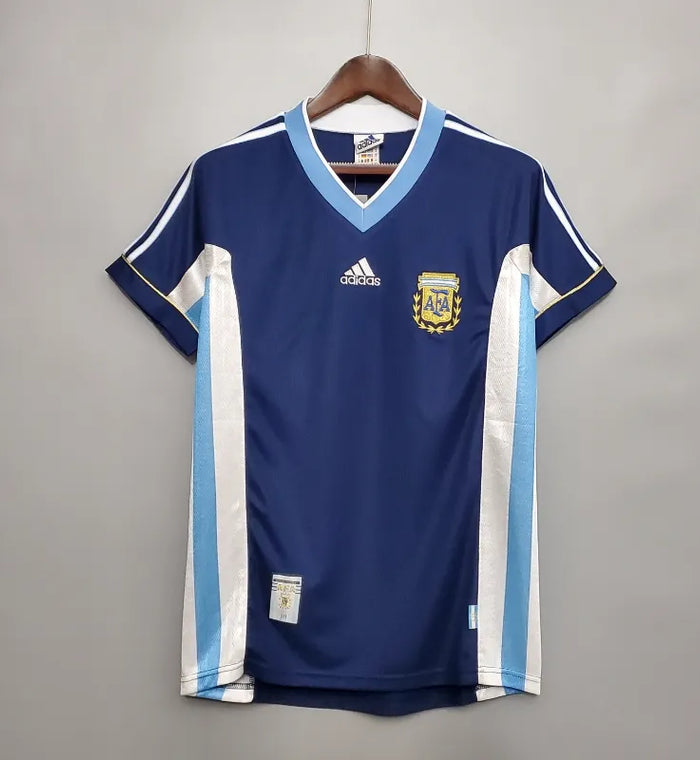 Maillot rétro Argentine extérieur 1998 bleu marine, vue de face
