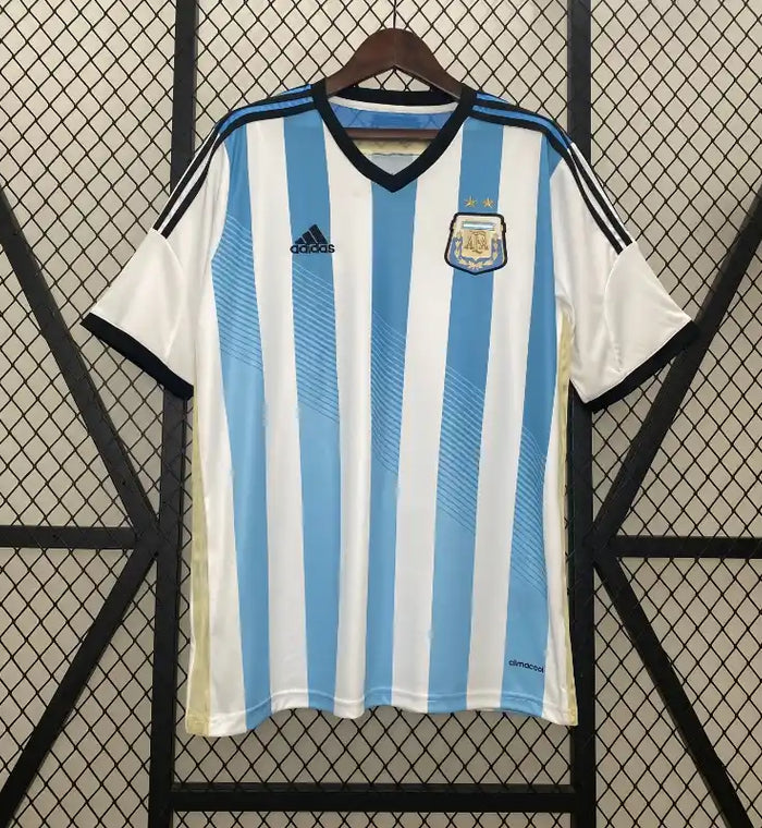 Maillot rétro Argentine domicile 2014 bleu ciel et blanc, vue de face