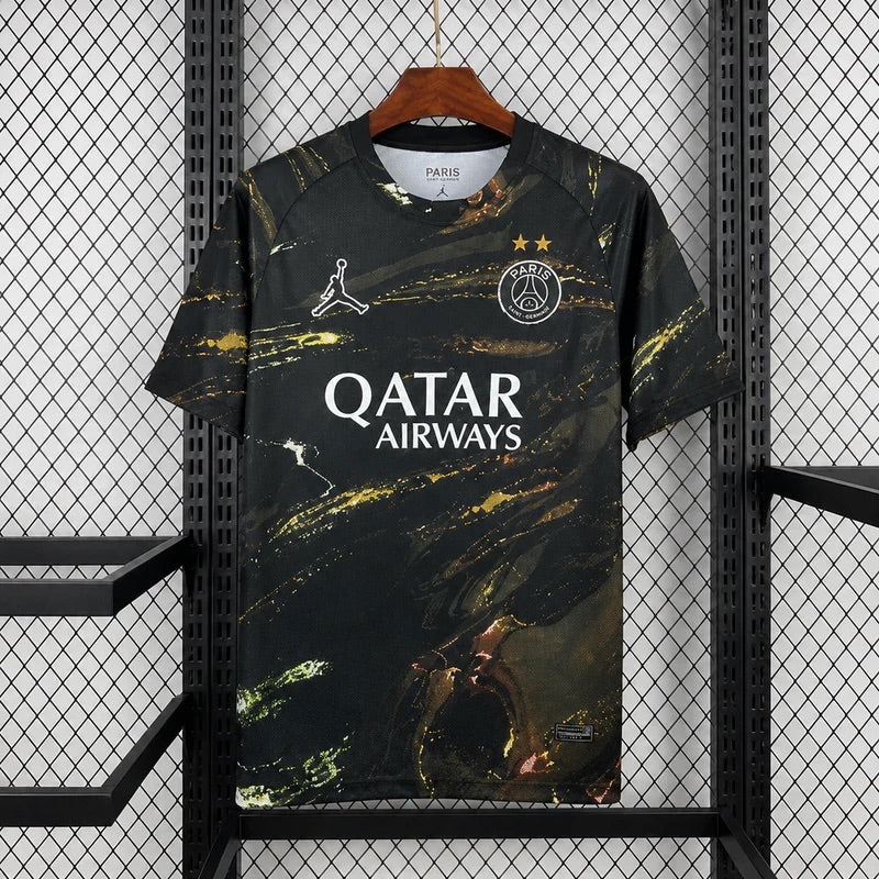 Maillot PSG Back2Back 2025/26 Edition Speciale Marbre Noir et Or - face avant