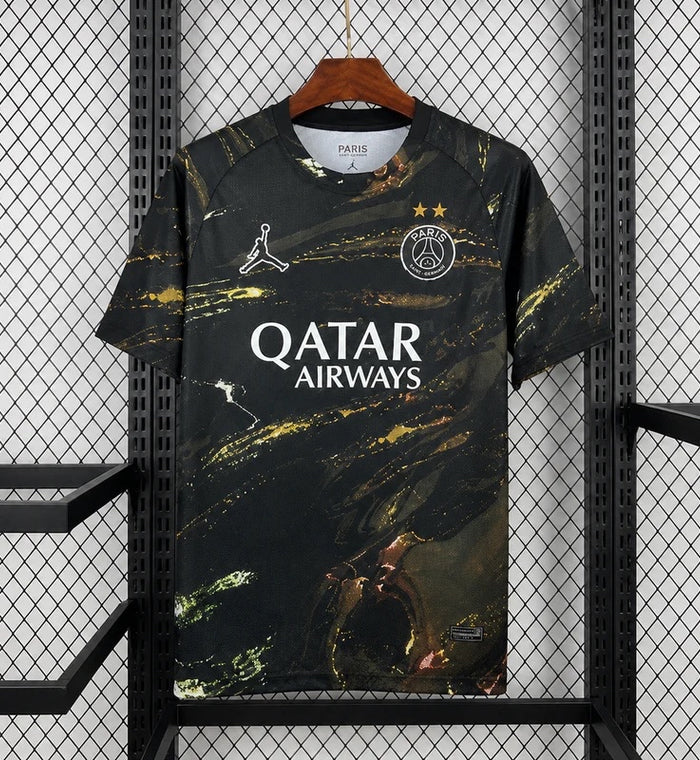 Maillot PSG Back2Back 2025/26 Edition Speciale Marbre Noir et Or - face avant