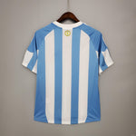 Maillot rétro Argentine domicile 2010 bleu ciel et blanc, vue de dos