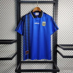 Maillot rétro Argentine extérieur 1994 bleu motif losanges, vue de dos
